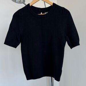 Anthropologie Black Short Sleeve Crewneck Knit Top